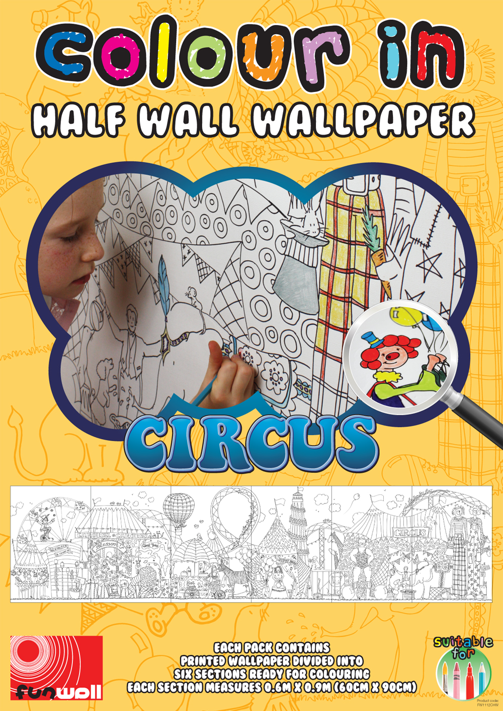 Circus Design Half Wall Wallpaper Funwall