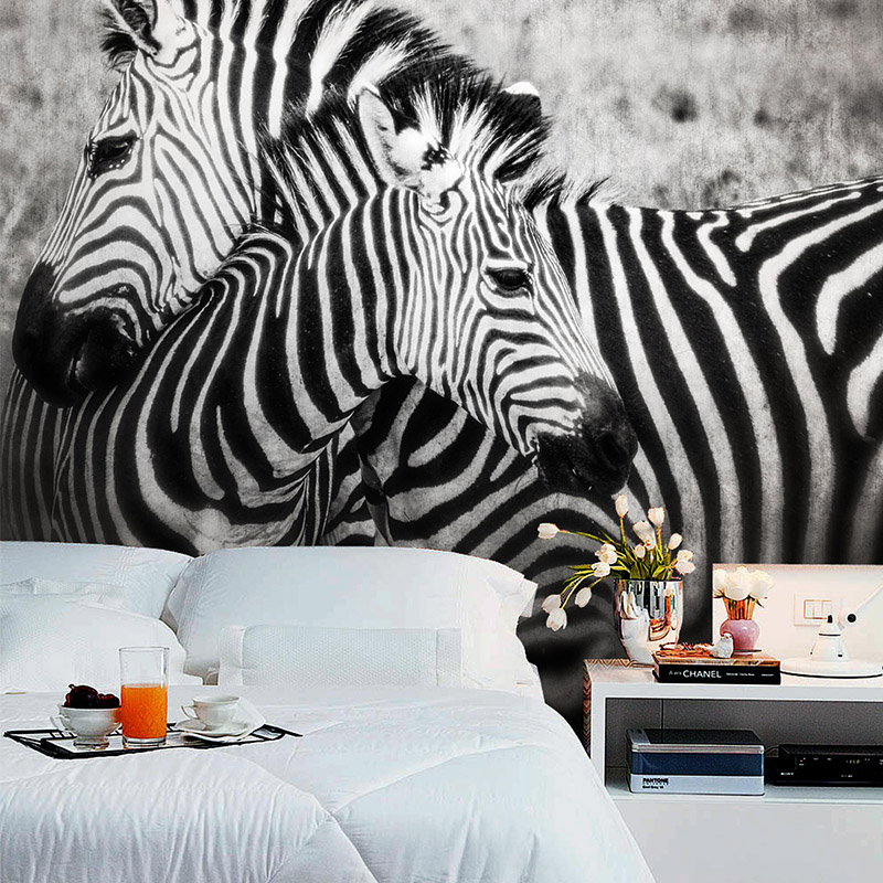 3d Mural Black And White Zebra Animal Non Woven Bedroom Wallpaper