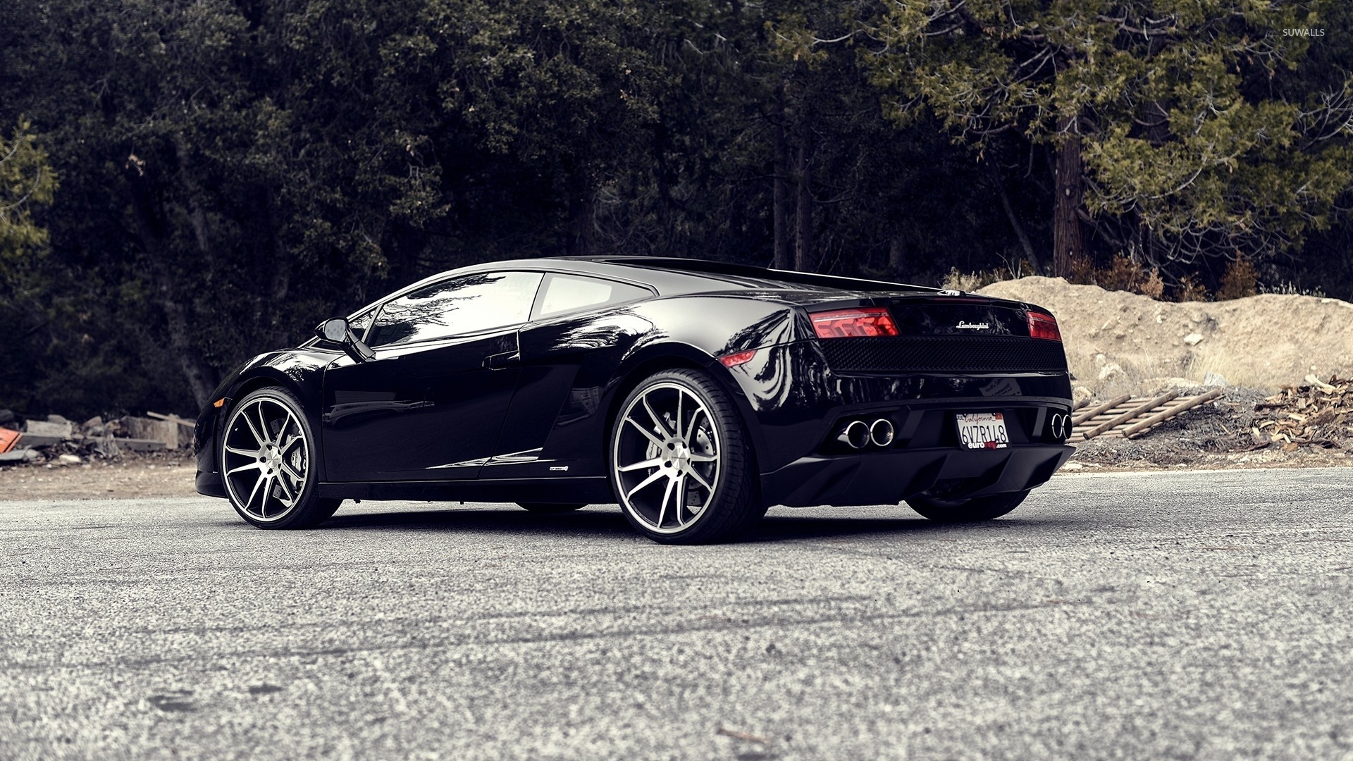 Back Side Of A Black Lamborghini Gallardo Wallpaper Car
