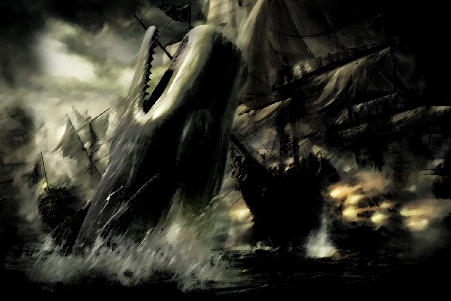 Whales Moby Dick Artwork Whale Sailships HD Wallpaper General