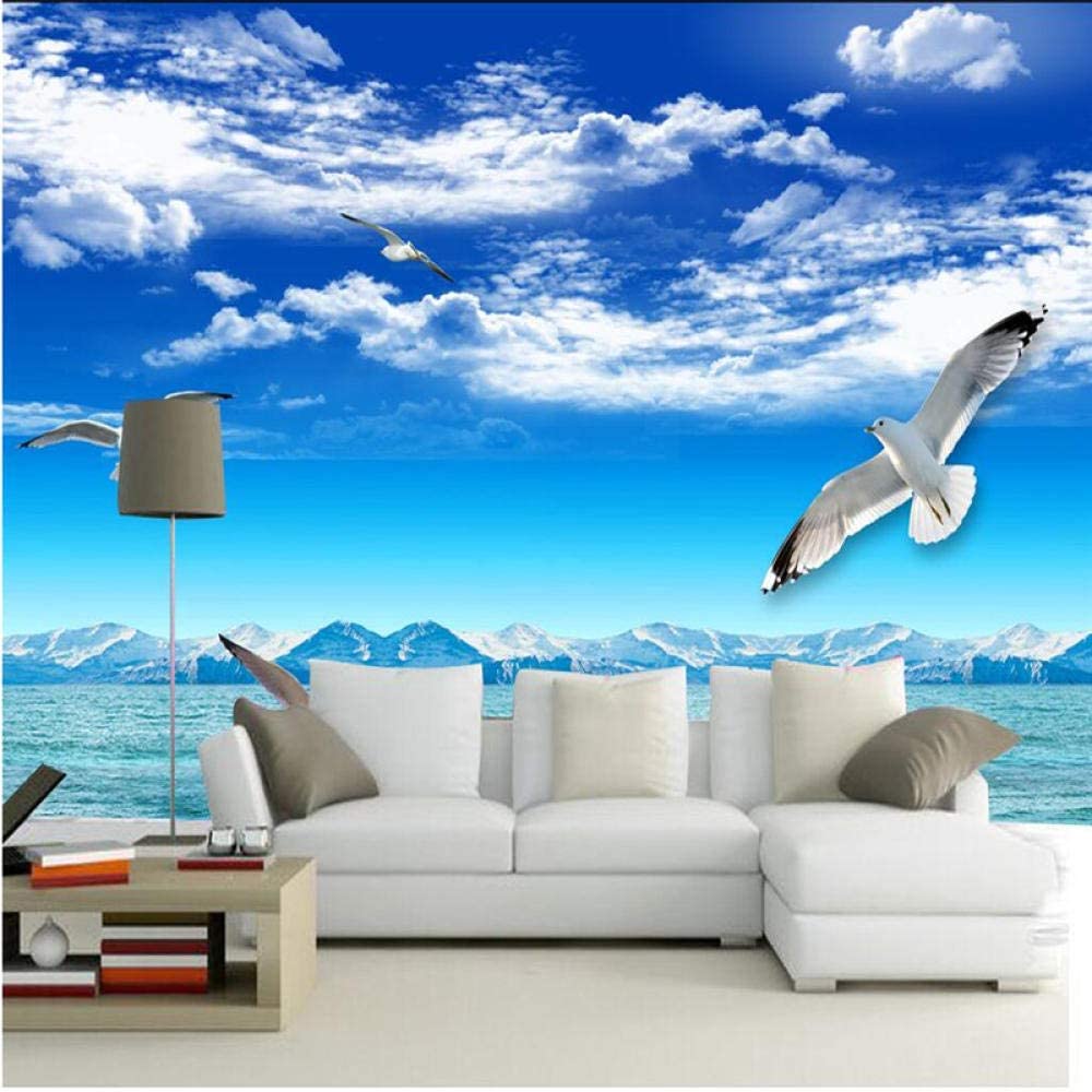 Custom Wallpaper Mural Blue Sky White Cloud Sea Pigeon
