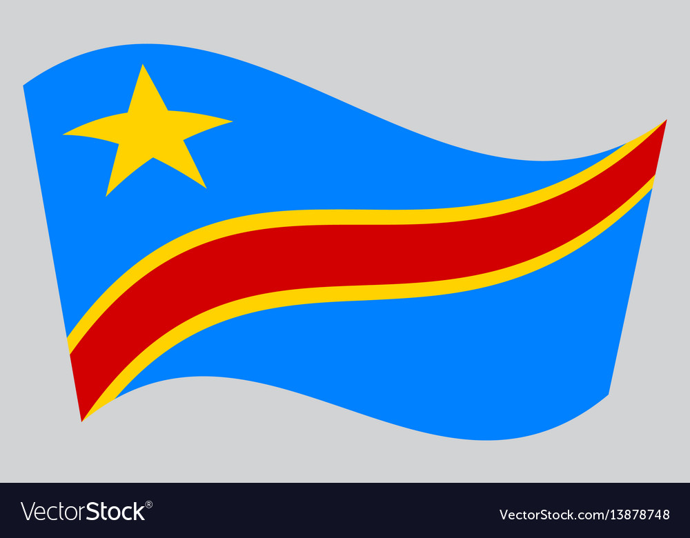 Flag Of Dr Congo Waving On Gray Background Vector Image