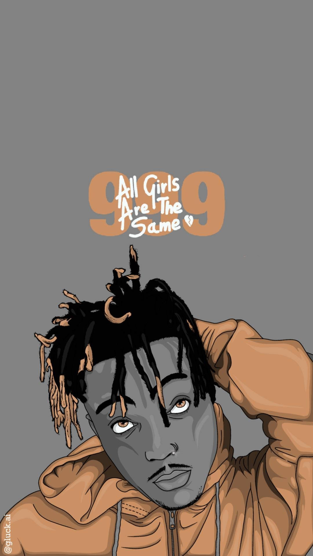Juice WRLD 4k Wallpaper - Black and White Portrait with Orange Hoodie