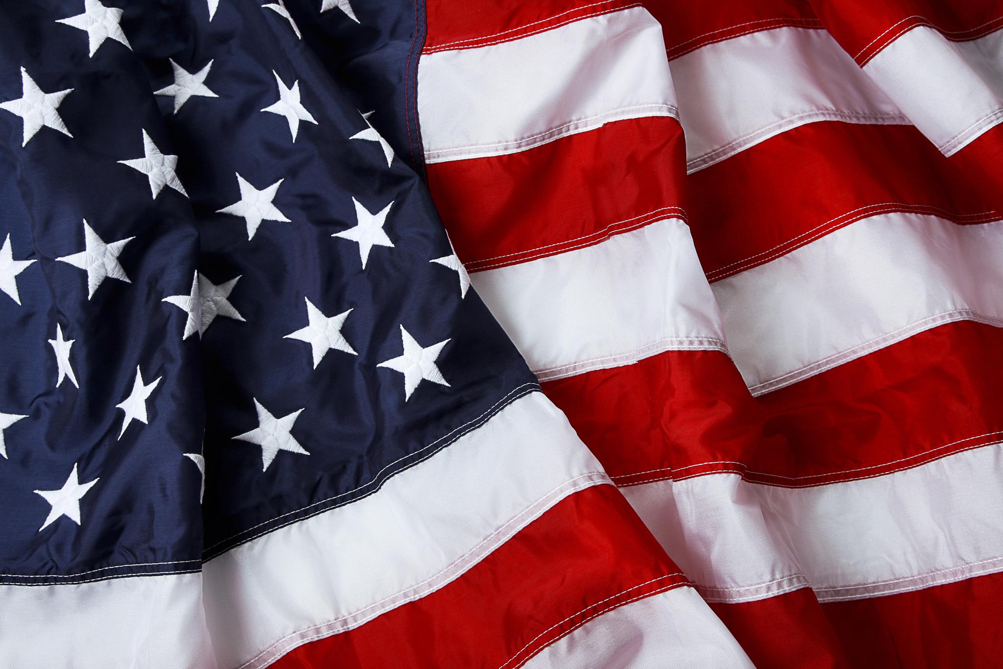 American Flag Background Shot And Lit In Studio The