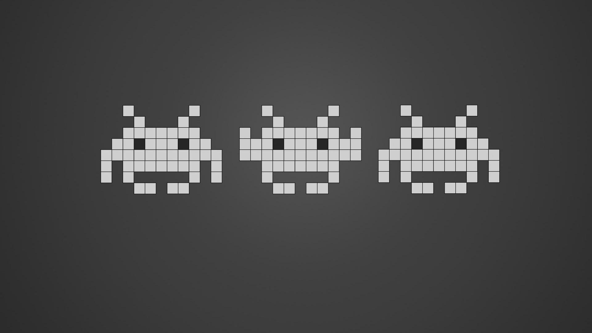 Video Games Space Invader Simple Background Grey Wallpaper