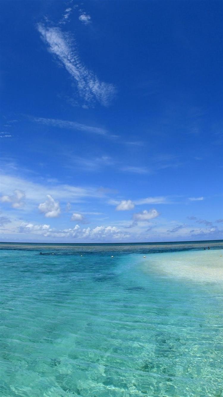Beach Sand Gulf Blue Water Horizon iPhone Wallpaper HD