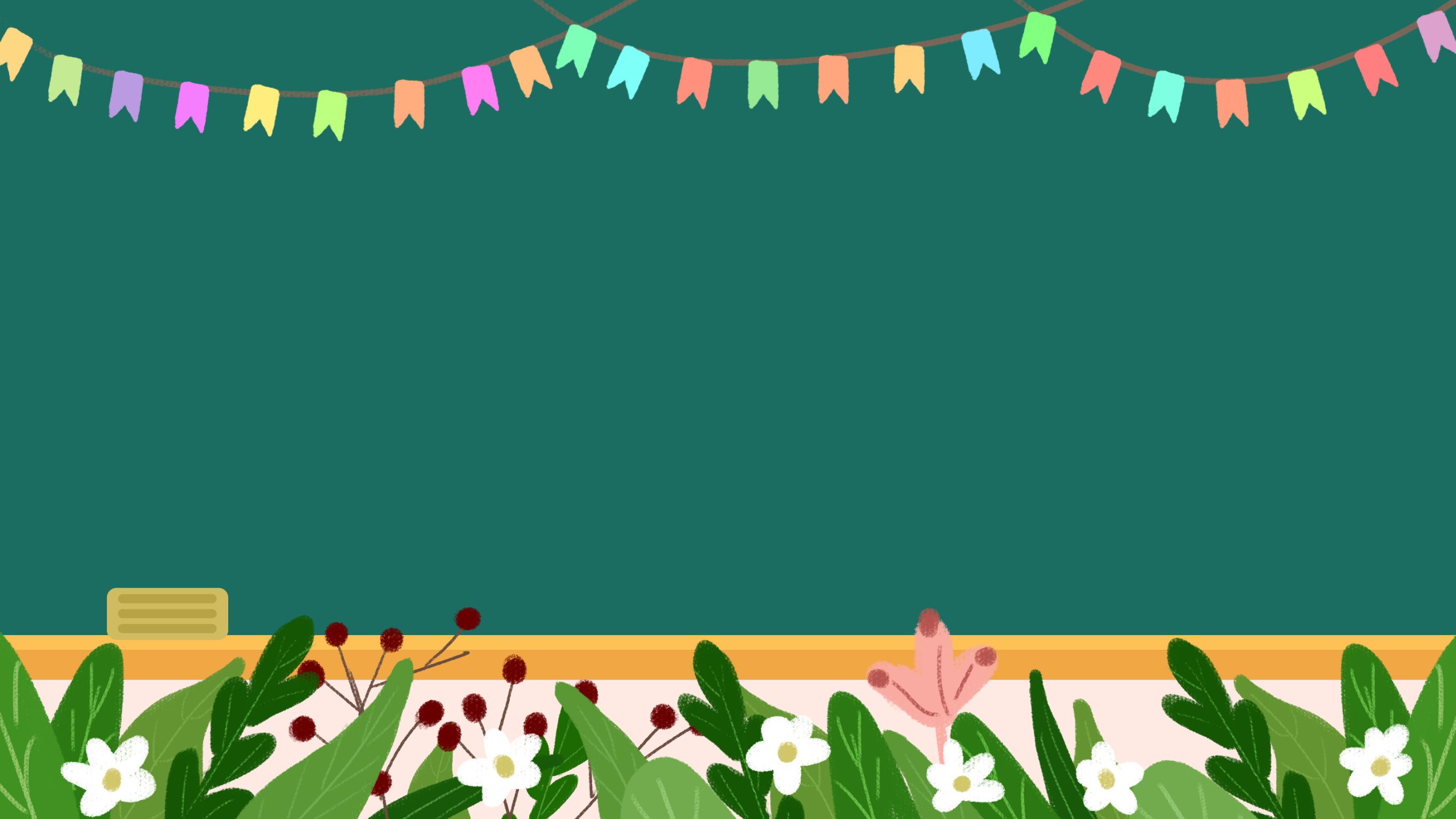 Fresh Bunting Blackboard Teachers Day Background Material Wallpaper