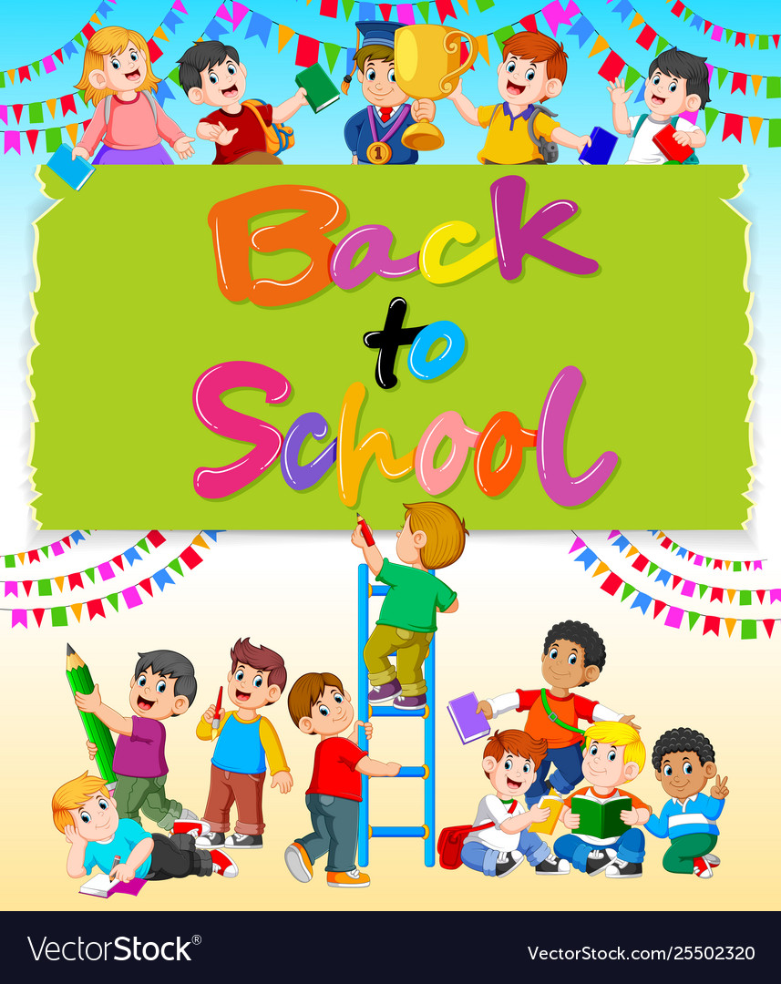Back To School Wallpaper With Student Royalty Vector