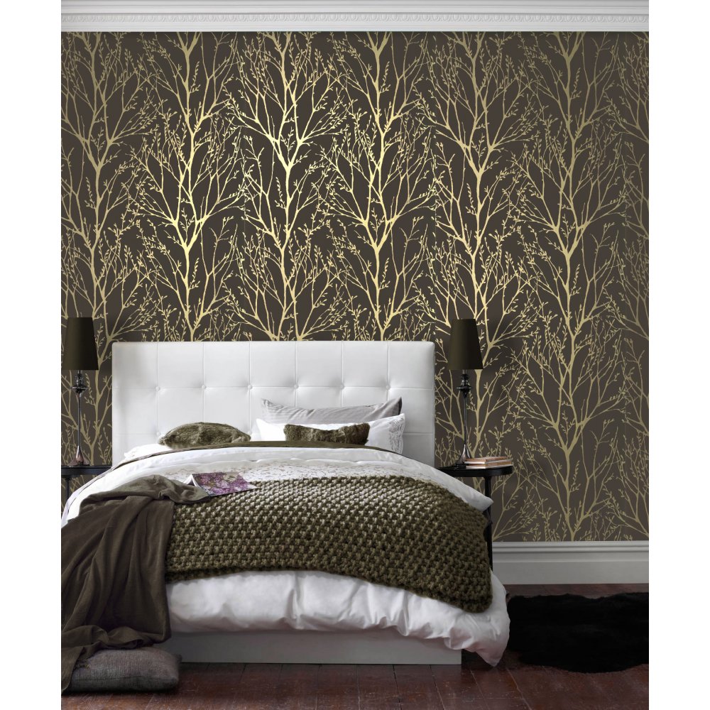 Love Wallpaper Shimmer Metallic Gold Brown