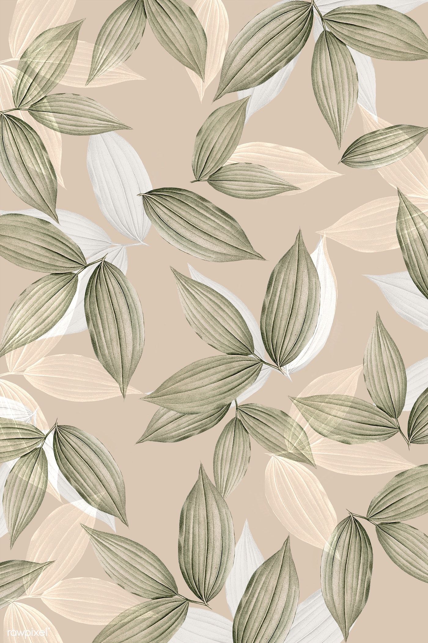 Premium Image Of Vintage Beige Tropical Leafy Background