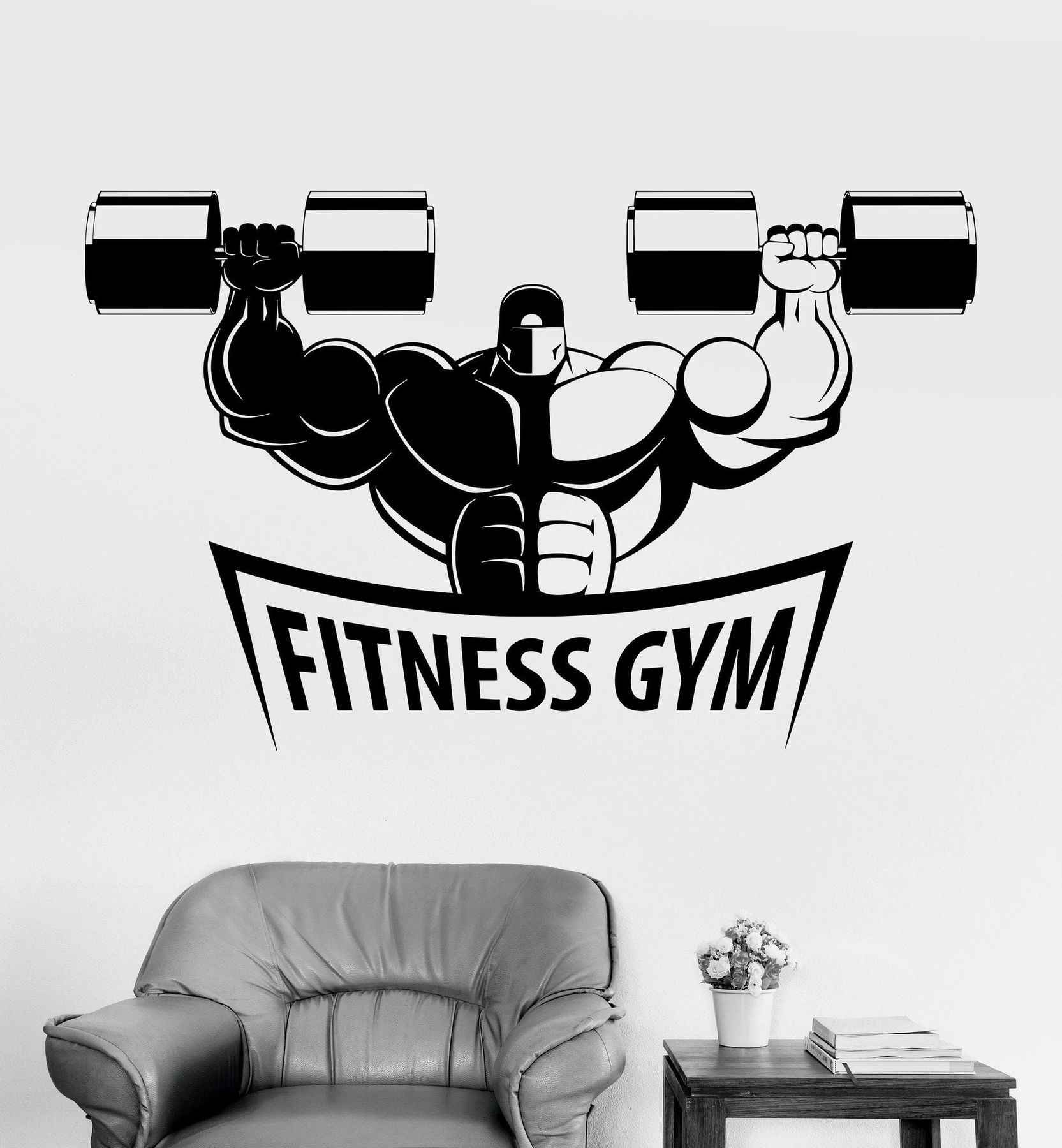 🔥 Free Download Vinyl Fitness Wall Stickers Gym Logo Decals Hanging by ...