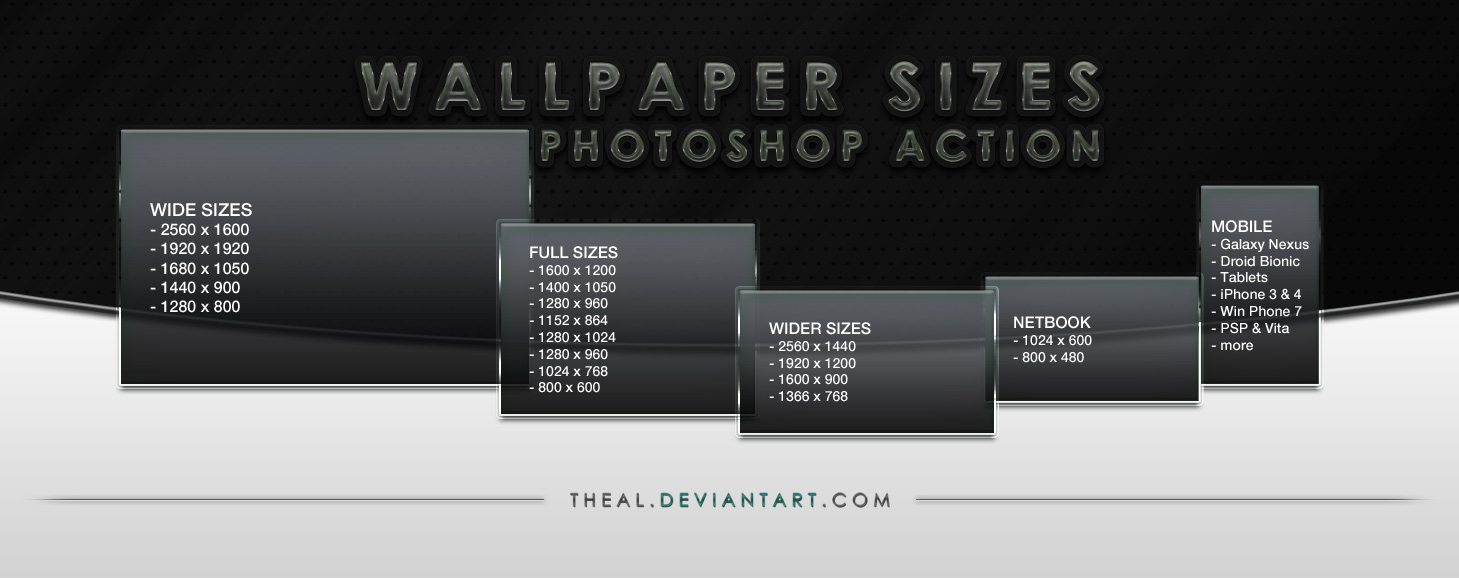 Wallpaper Sizes Photoshop Action By Theal