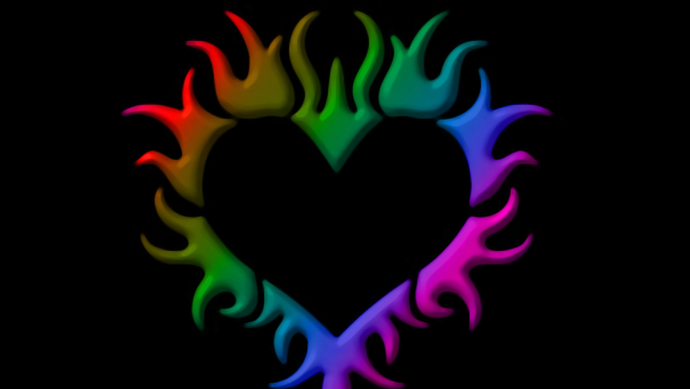 Wallpapers Rainbow Hearts Heart Free Screensavers 1360x768
