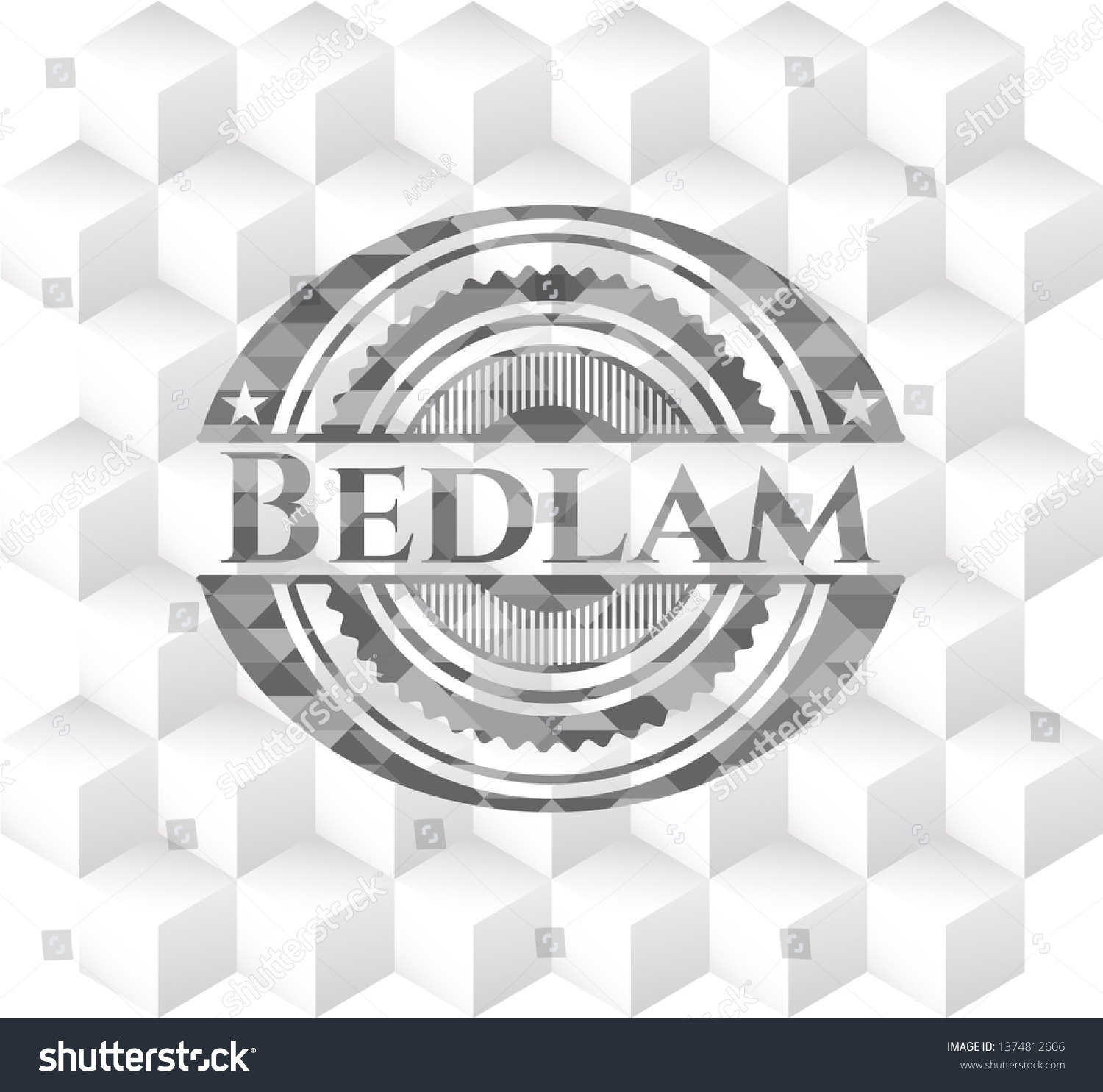Bedlam Grey Emblem Vintage Geometric Cube Stock Vector Royalty