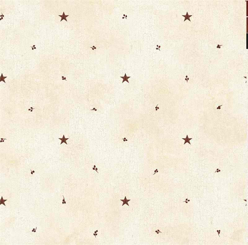 Off White Barn Star And Sprigs Wallpaper