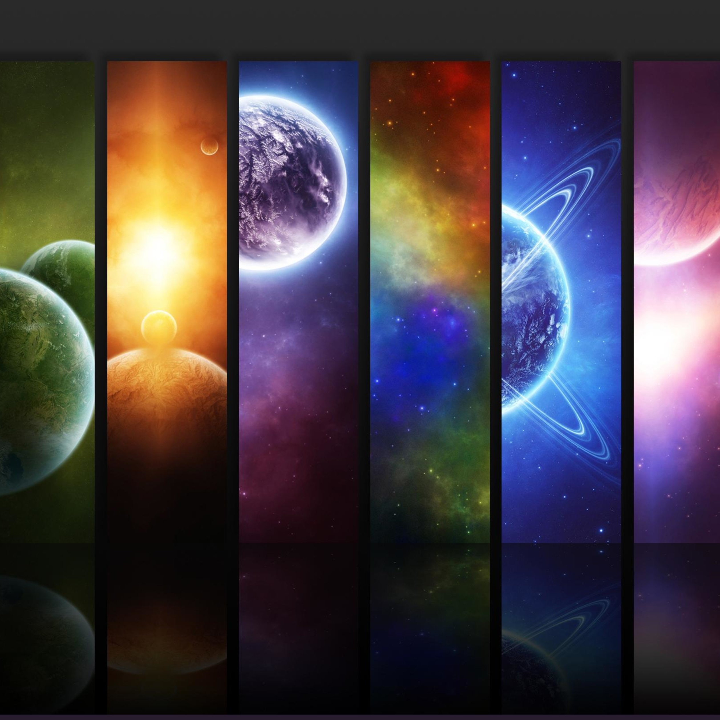Wallpaper with the eight planets