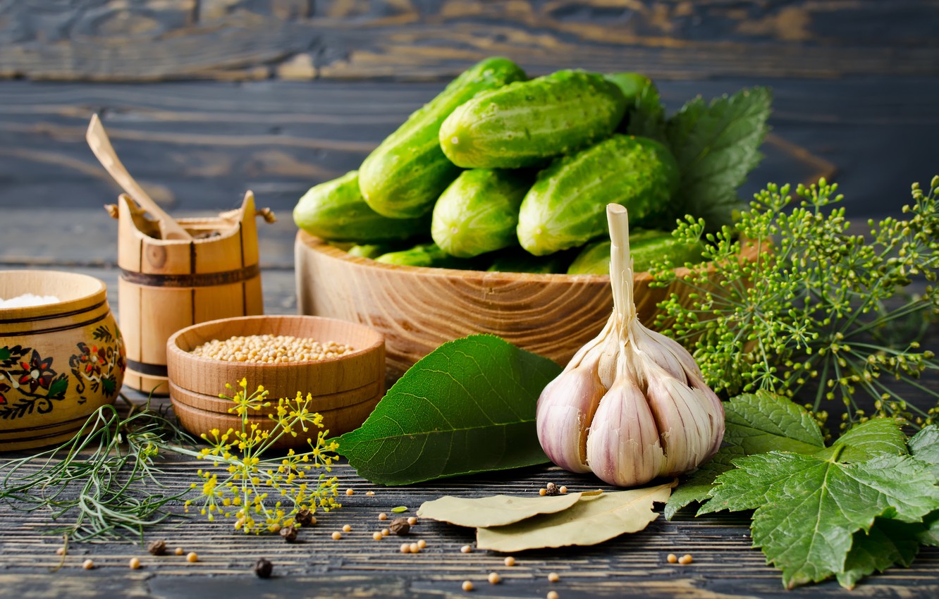 Wallpaper Spices Cucumbers Garlic Dill Image For Desktop