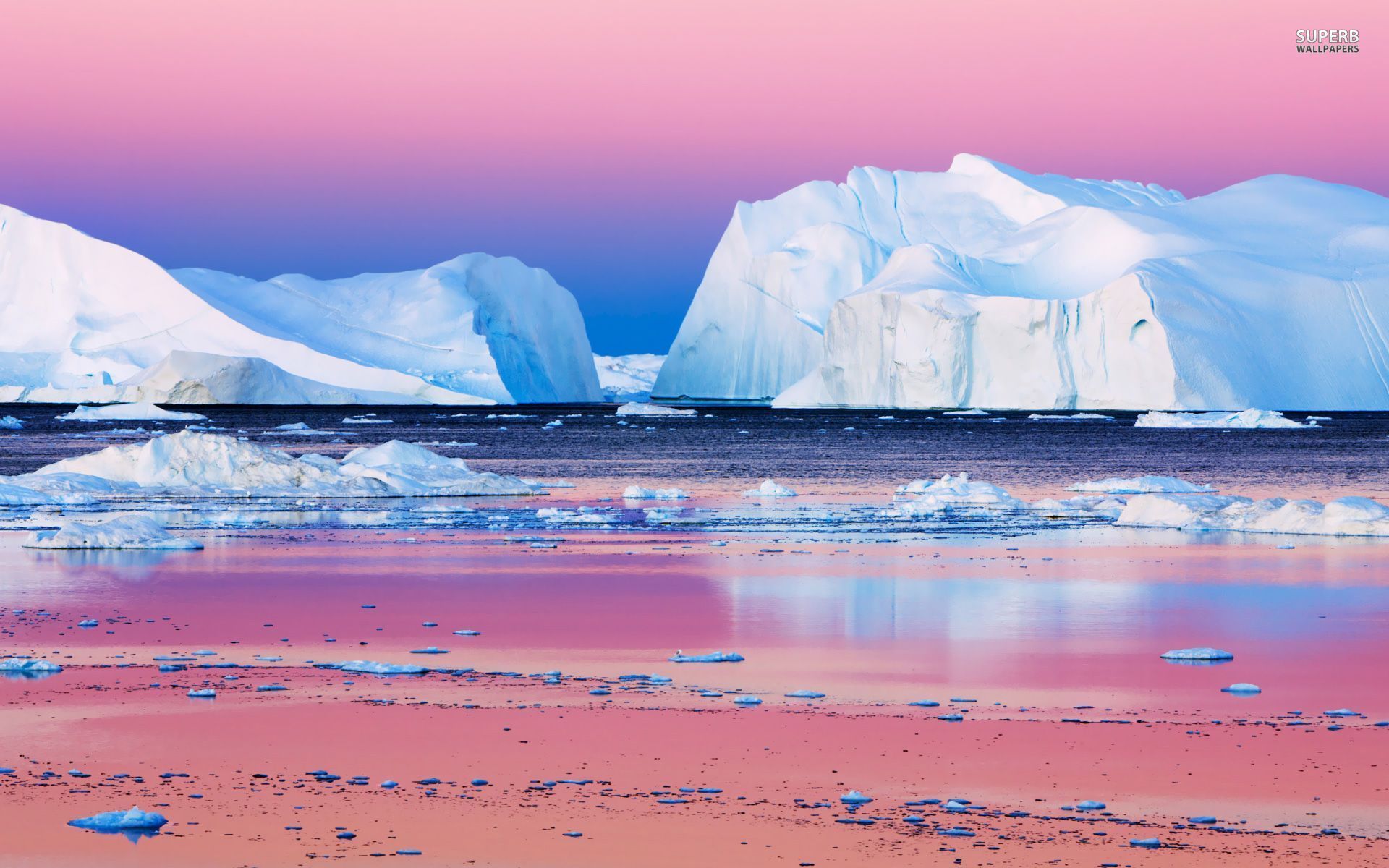 Icebergs Disko Bay Greenland Wallpaper