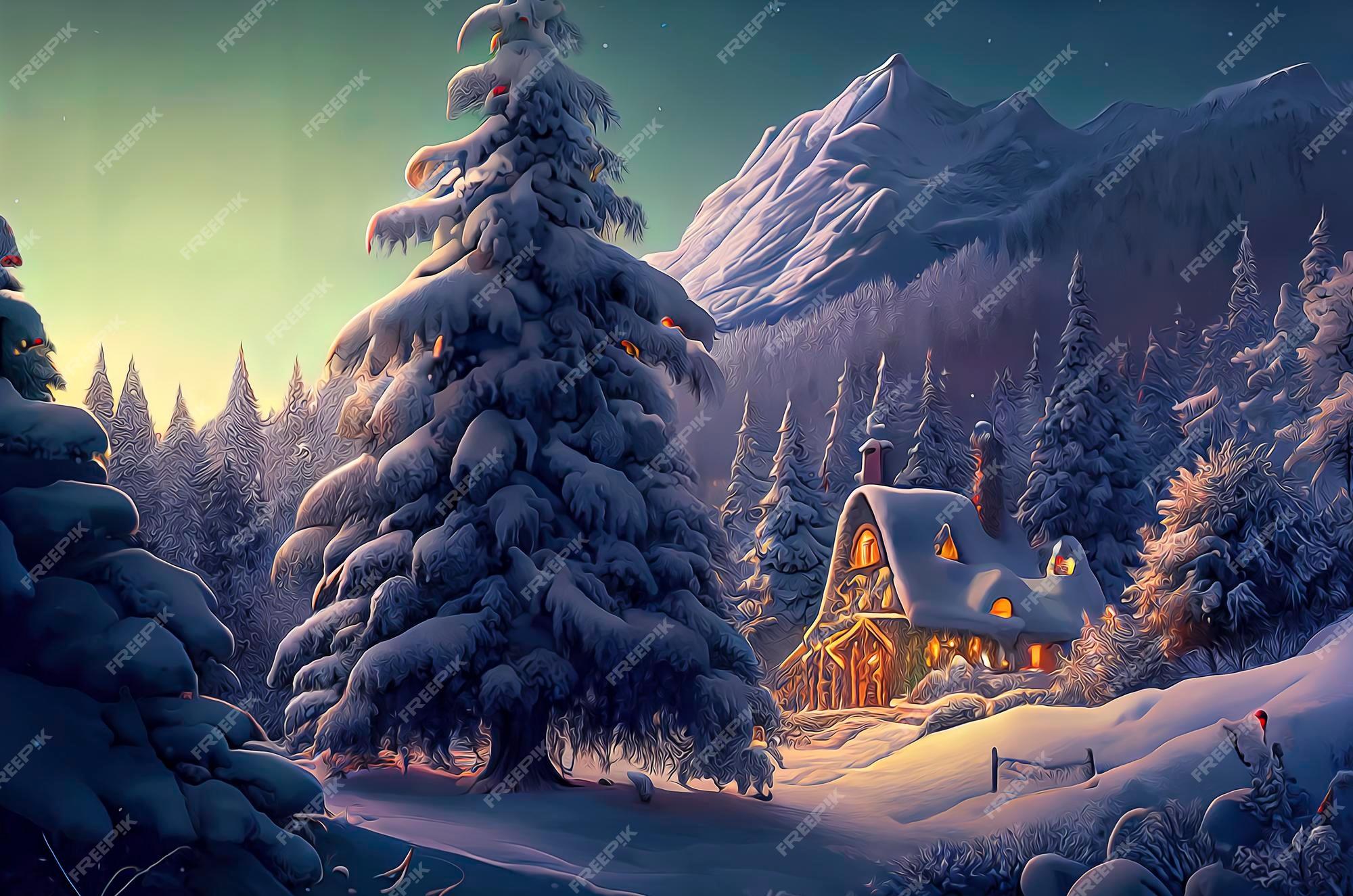 Premium Photo Christmas landscape beautiful winter scenery with