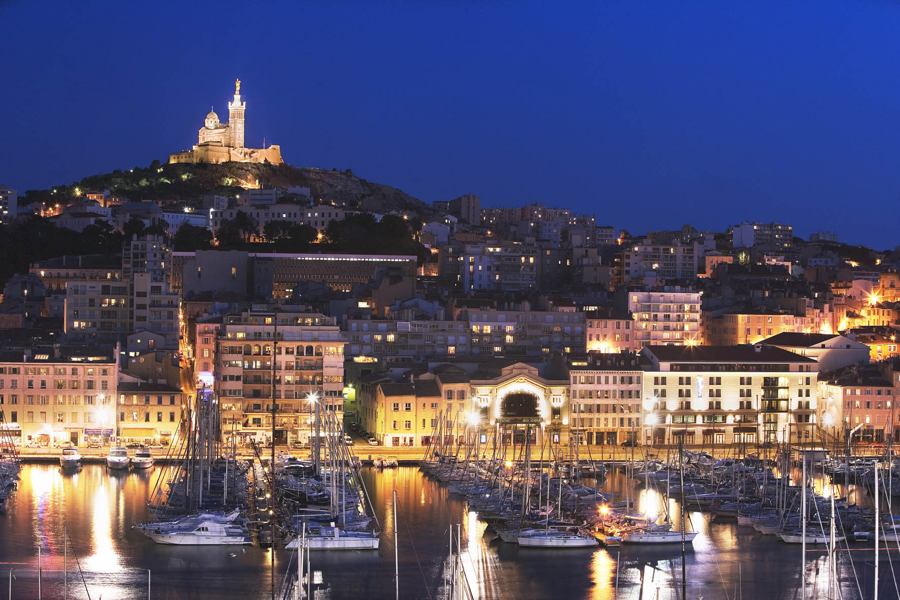 Evening lights in Marseille France wallpapers and images