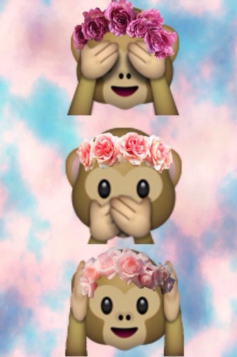 Monkeys Flower Head Cute Emoji Wallpaper Emojis