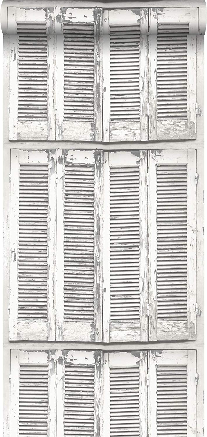 Wallpaper Weathered Wooden French Vintage Louvre Shutters Light