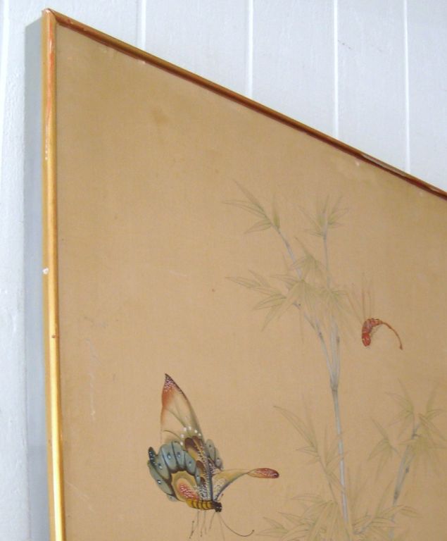 Large Vintage Gracie Hand Painted Framed Wallpaper Panel at 1stdibs