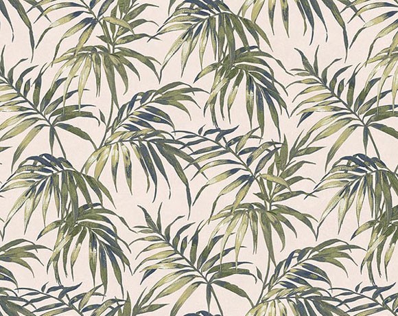Tropical Leaf Wallpaper   White 580x460
