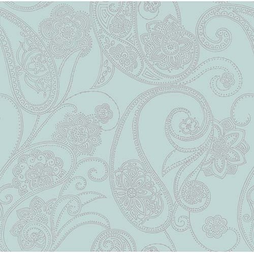 Candice Olson Shimmering Details Blue Dotted Paisley Wallpaper Moderno