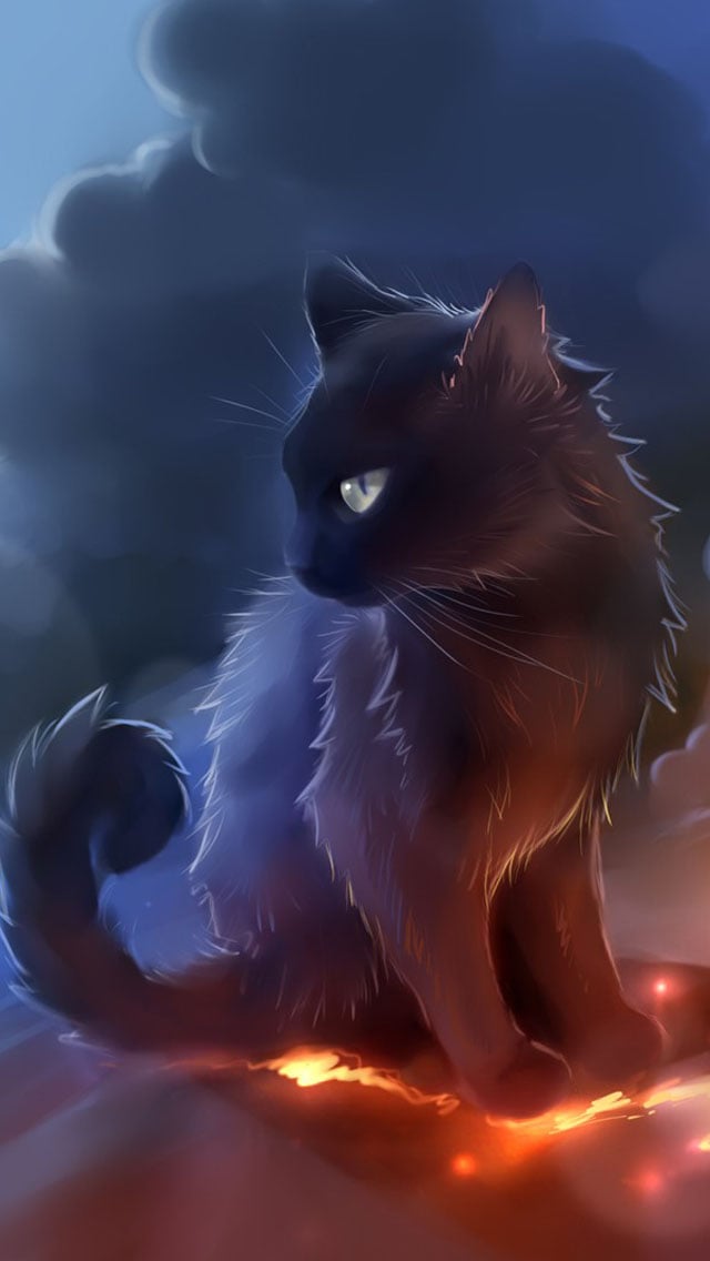 Download Cute Black Cat Pastel Drawing Wallpaper  Wallpaperscom