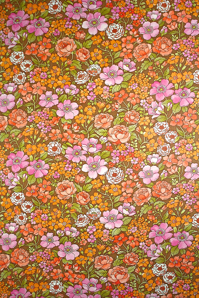 Vintage Small Floral Wallpaper Pink Orange