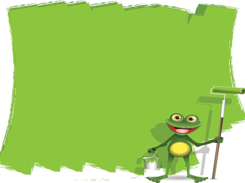 Cartoon Painter Frog Powerpoint PPT Backgrounds   Animals Green