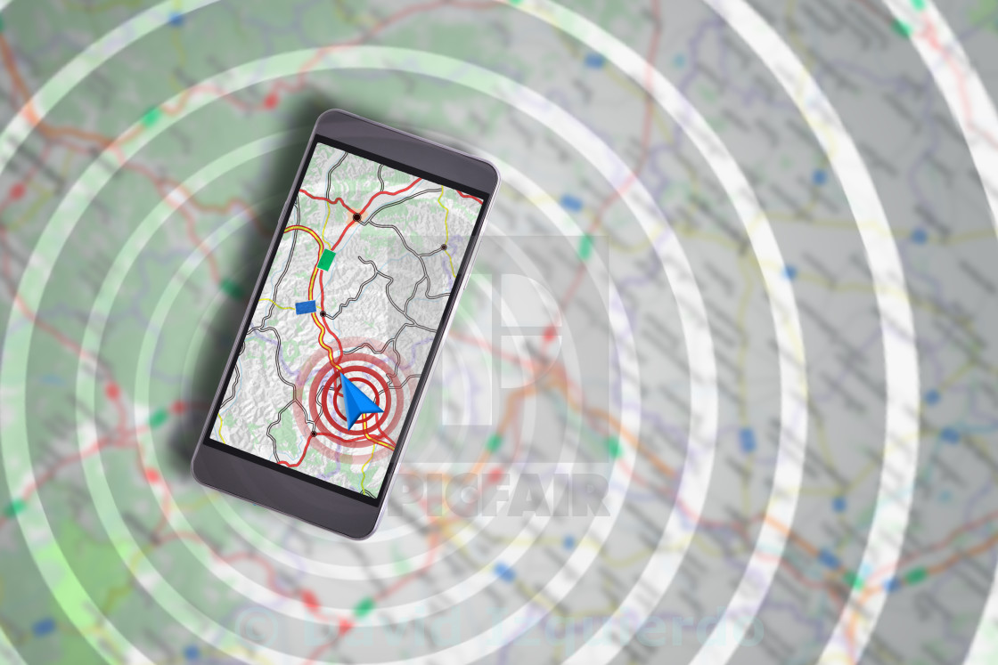 Smartphone With Navigation Assistant And Cartography Background