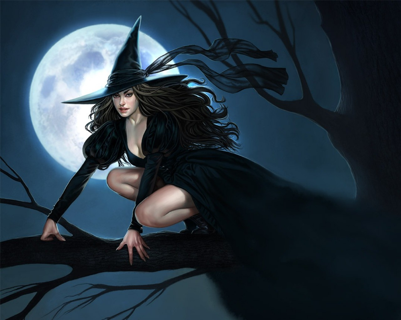 Sexy Halloween Witch Wallpaper