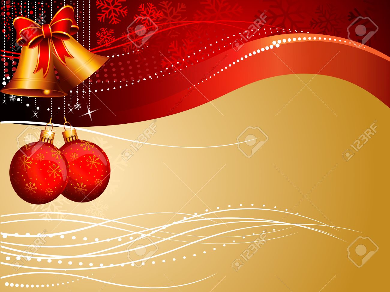 Red Background With Jingle Bell And Balls Stock Photo Picture