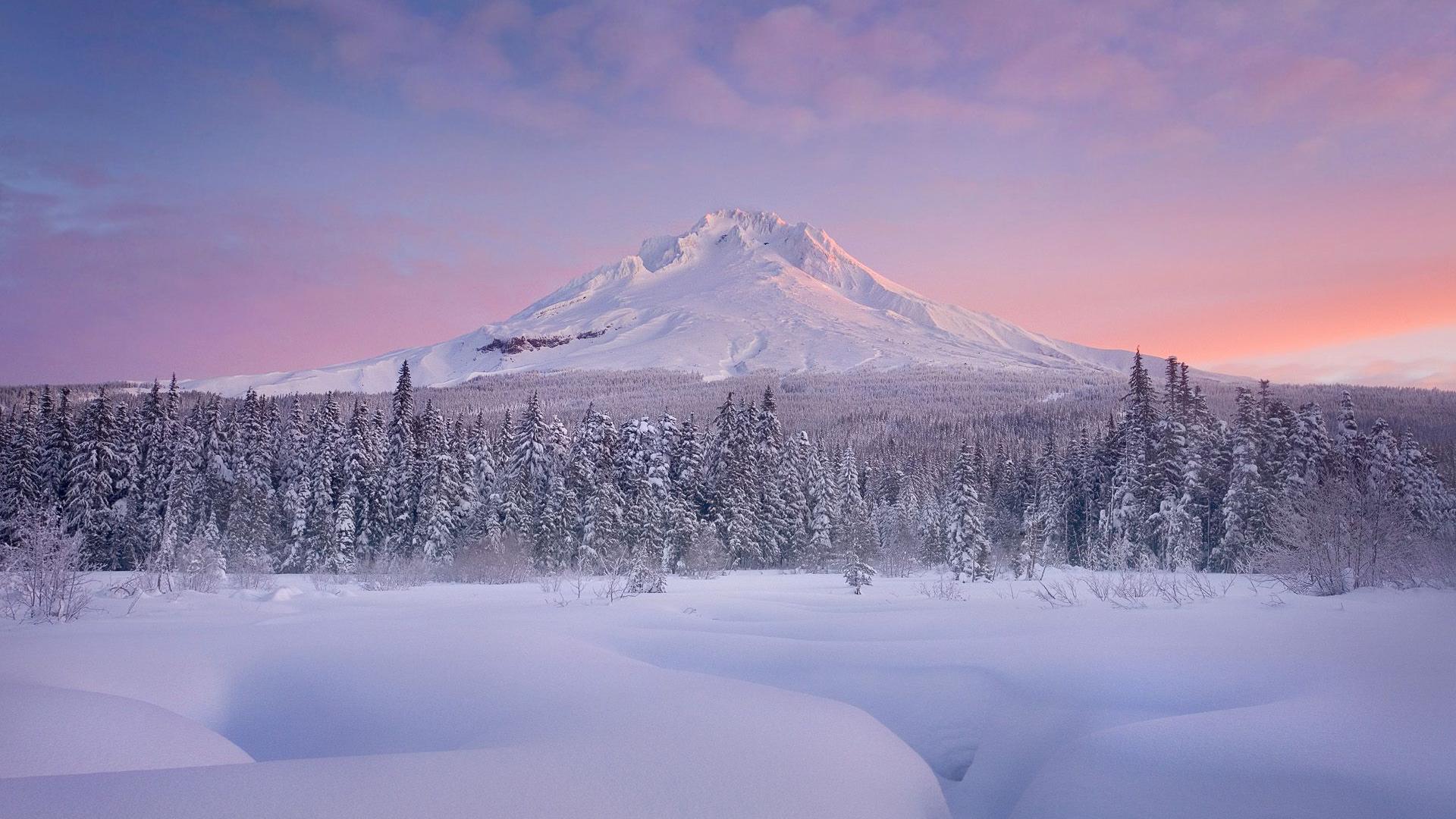 Charming Winter Scenery And Mountain Snow Background Widescreen HD