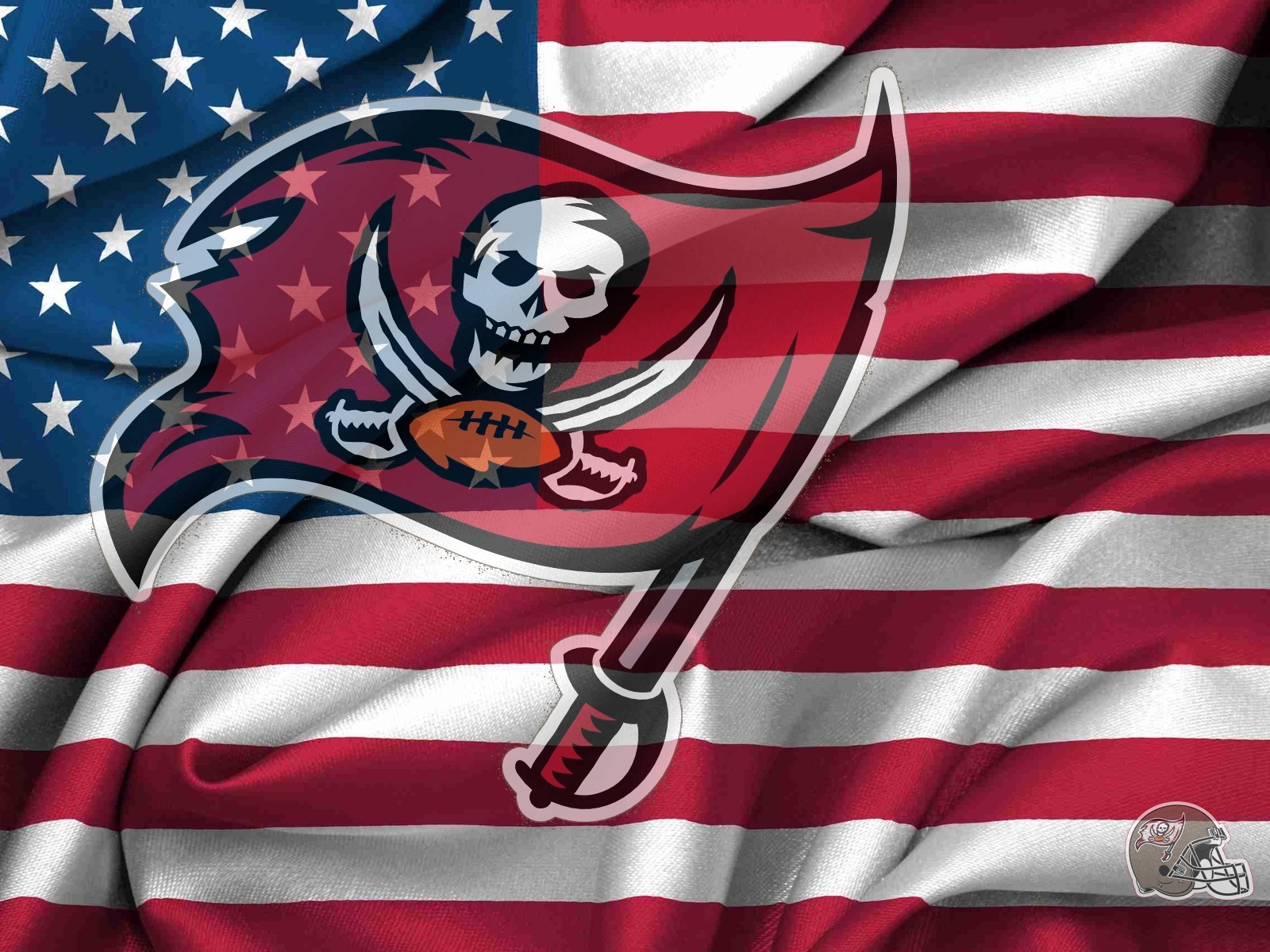 Tampa Bay Buccaneers Logo On USA Flag Wavy Canvas