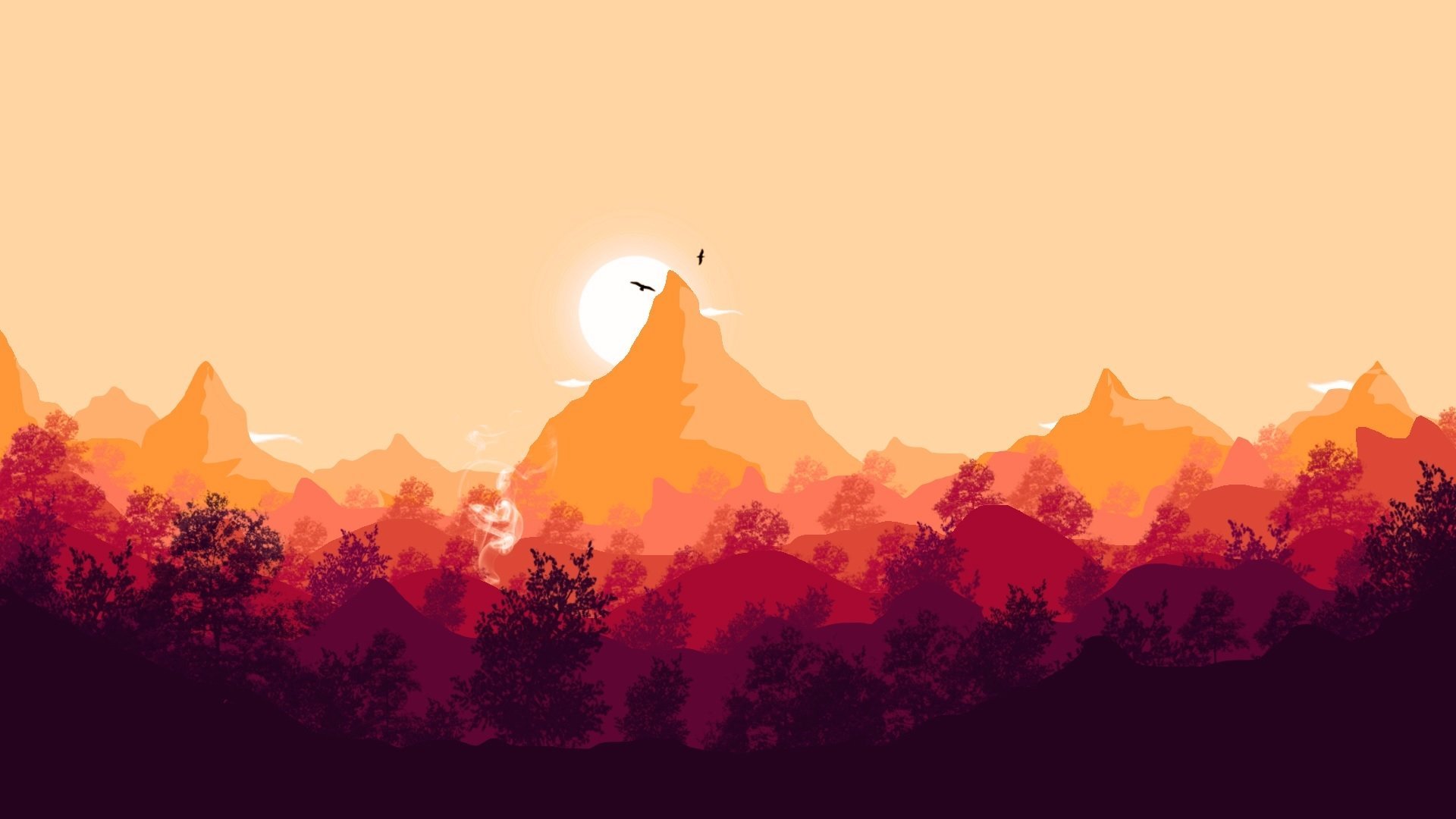 Sunset near mountains HD Wallpaper Background Image 1920x1080