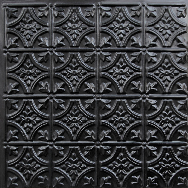 Faux Tin Ceiling Tile Glue Up Black Wallpaper