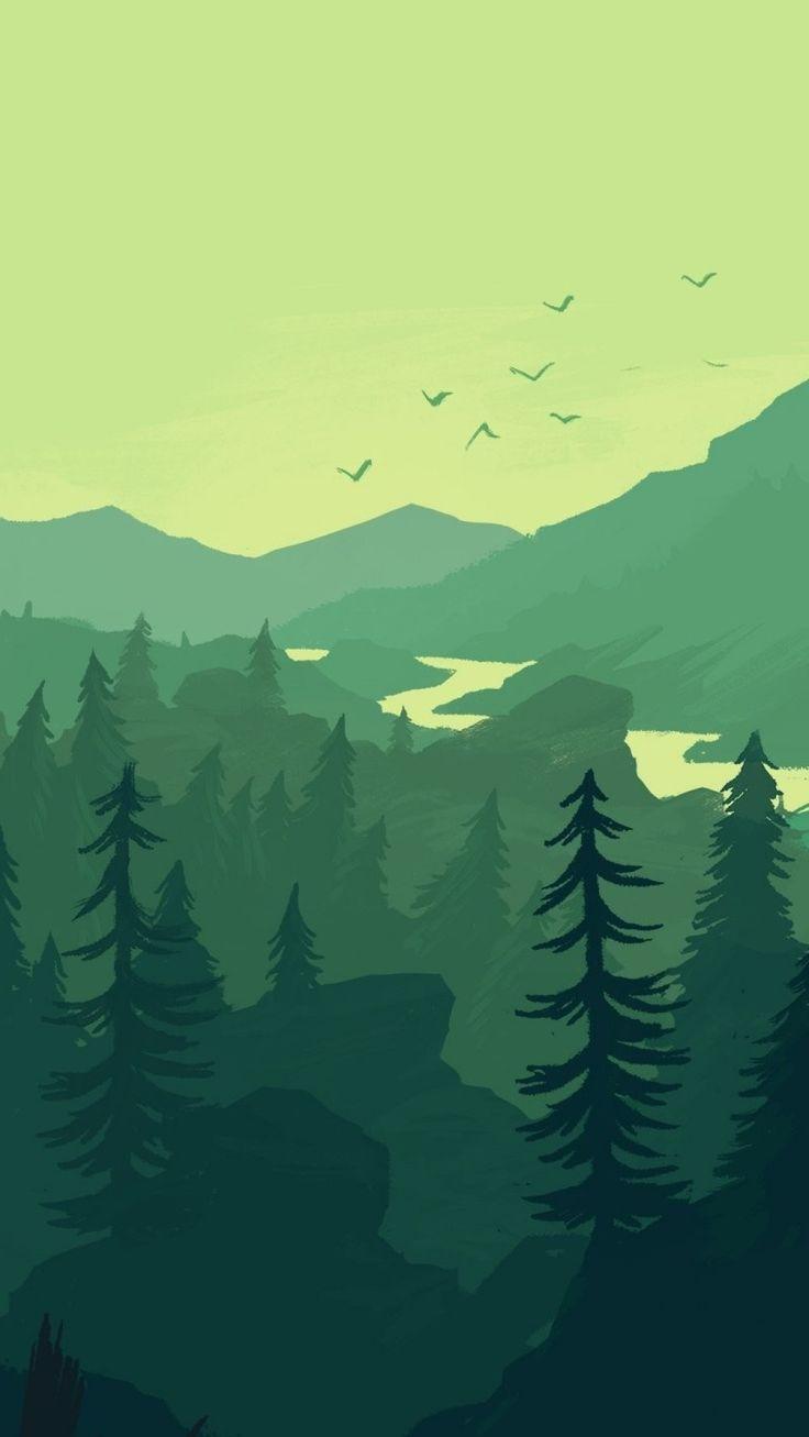 Firewatch Landscape Forest Minimalistic iPhone Wallpaper