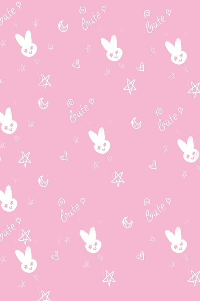 HD Cute Pink Rabbit iPhone Wallpaper Background