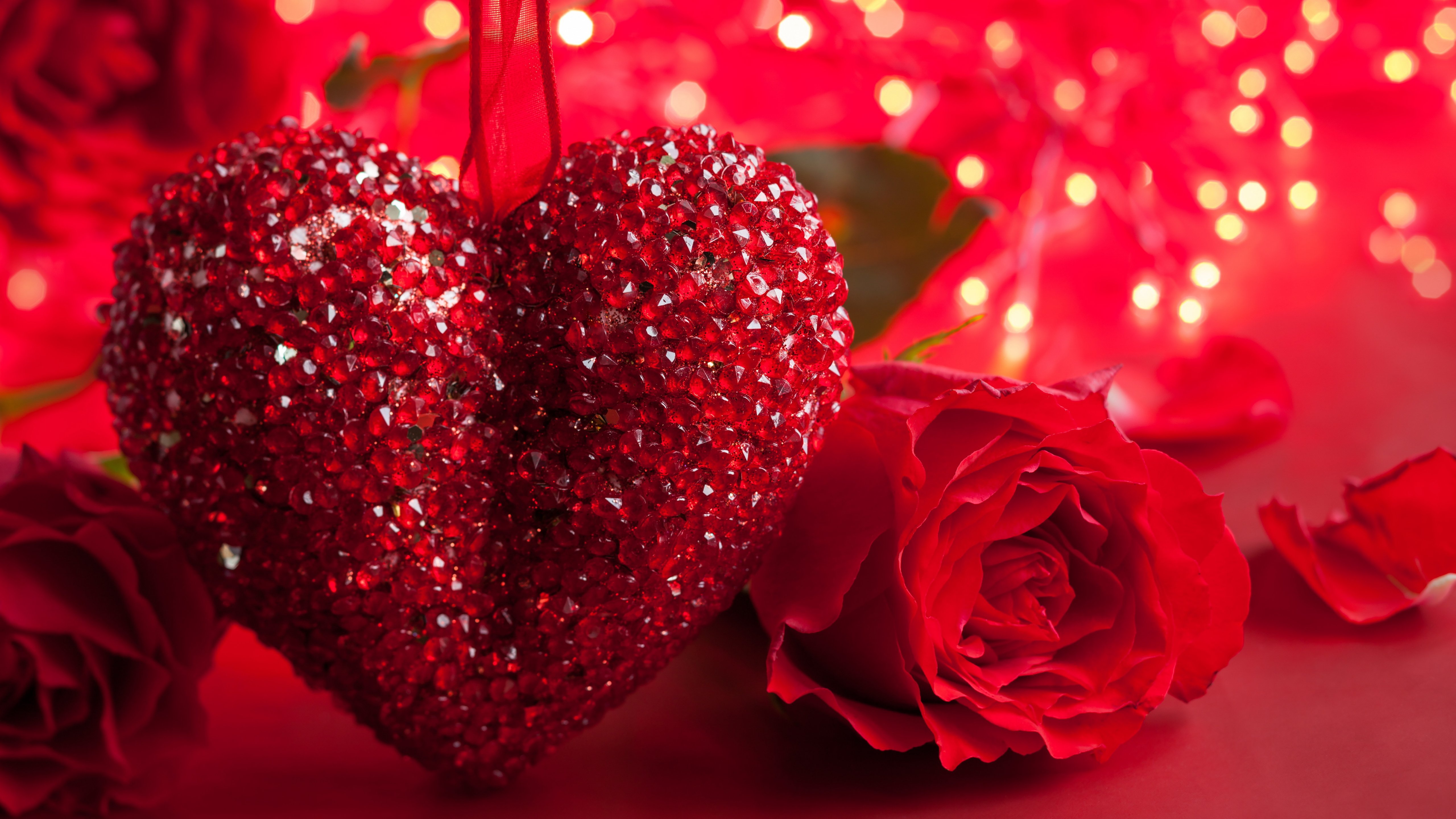 Valentine Day Red Romantic Rose And Heart Wallpaper