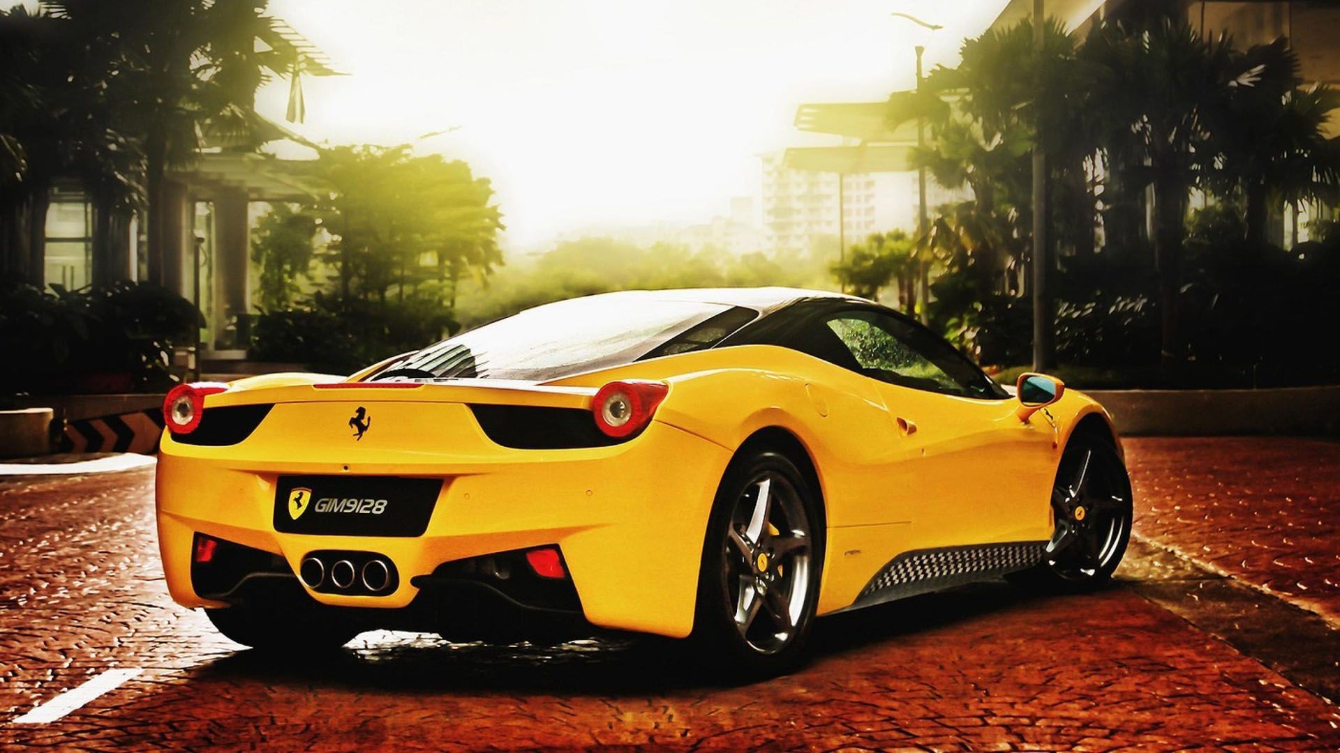 Yellow Ferrari Car HD Wallpaper Top