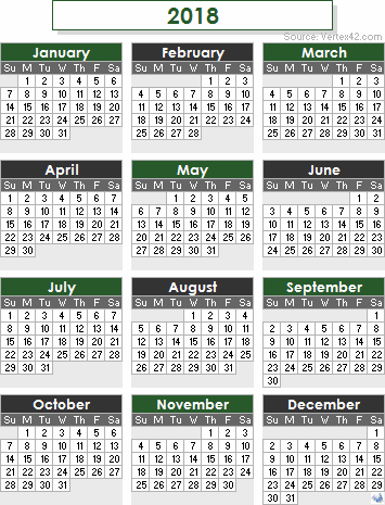 Calendar For 2018   Latest Calendar 355x465