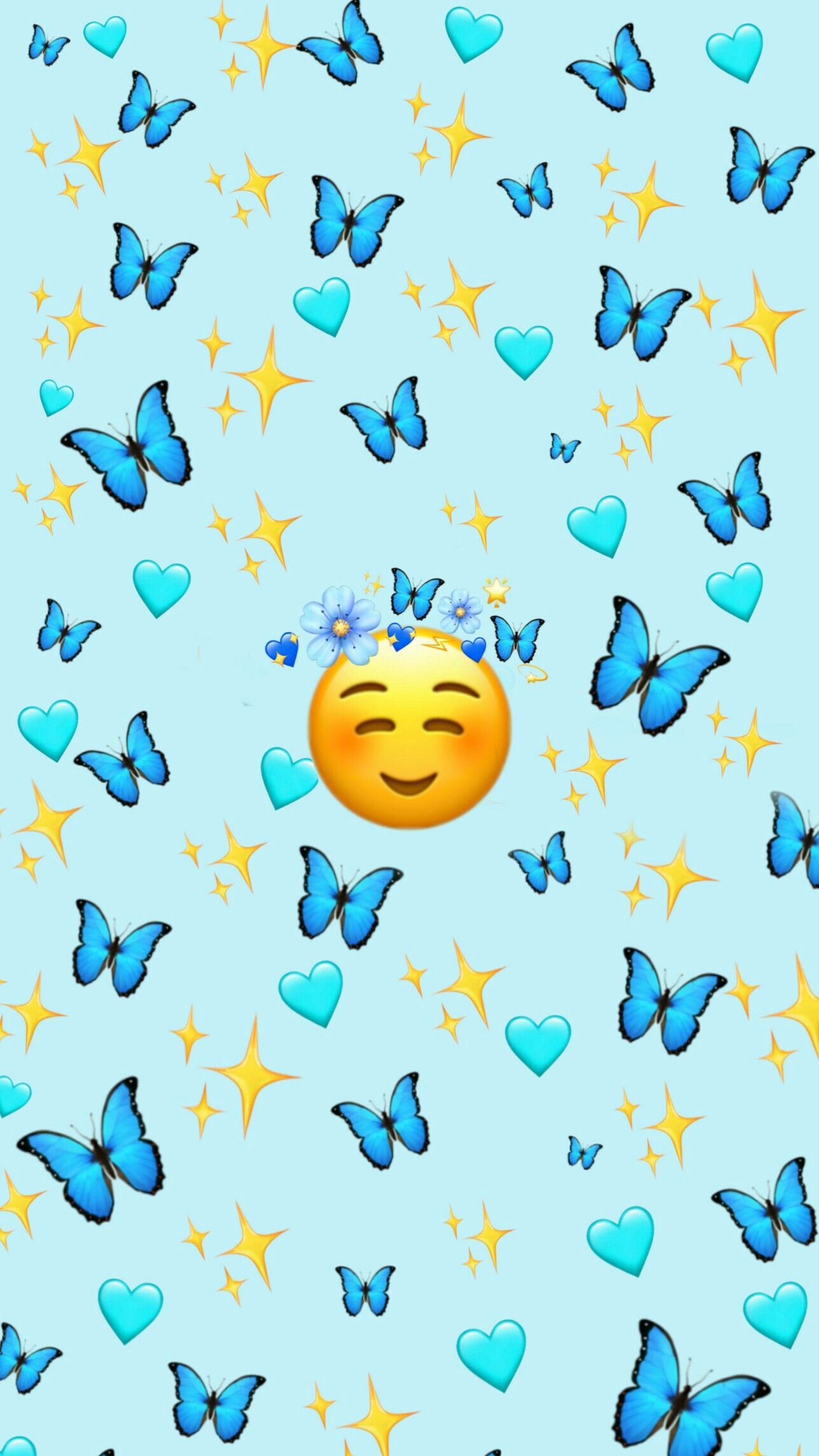 Blue Emoji Background Wallpaper iPhone