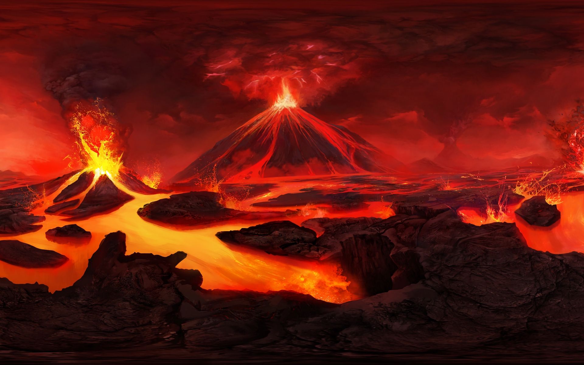 Volcano Eruption HD Wallpaper Landscape