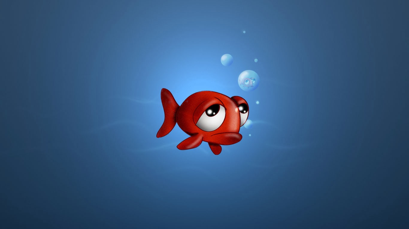 Sad Red Fish Cartoon Wallpaper