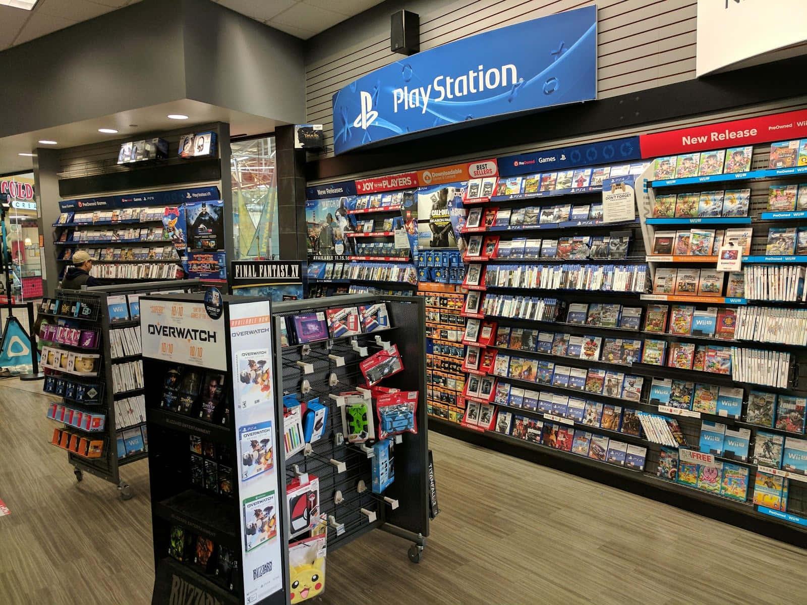 A Video Game Store With Lot Of Games Wallpaper