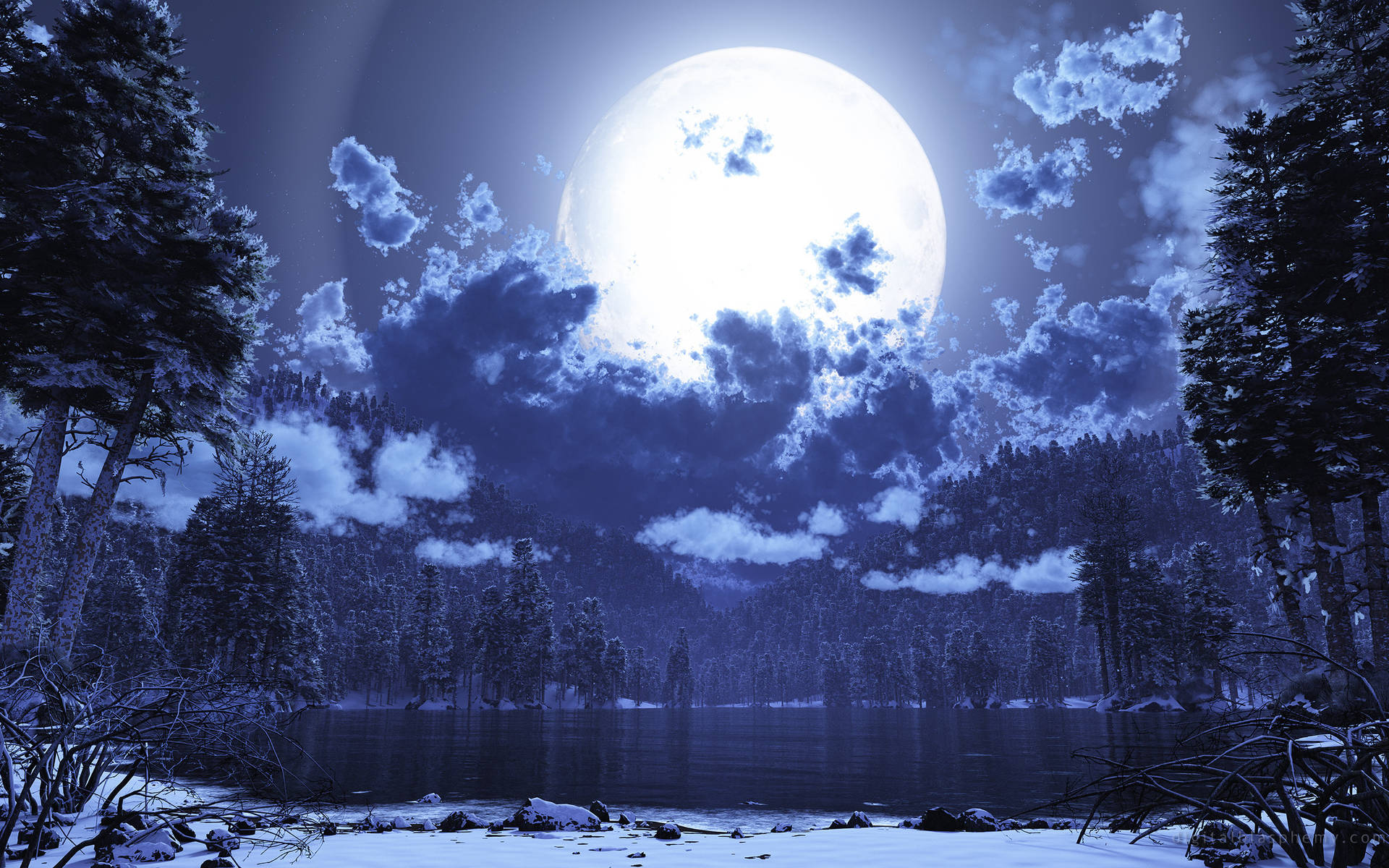 Moon Night Sky Wallpaper