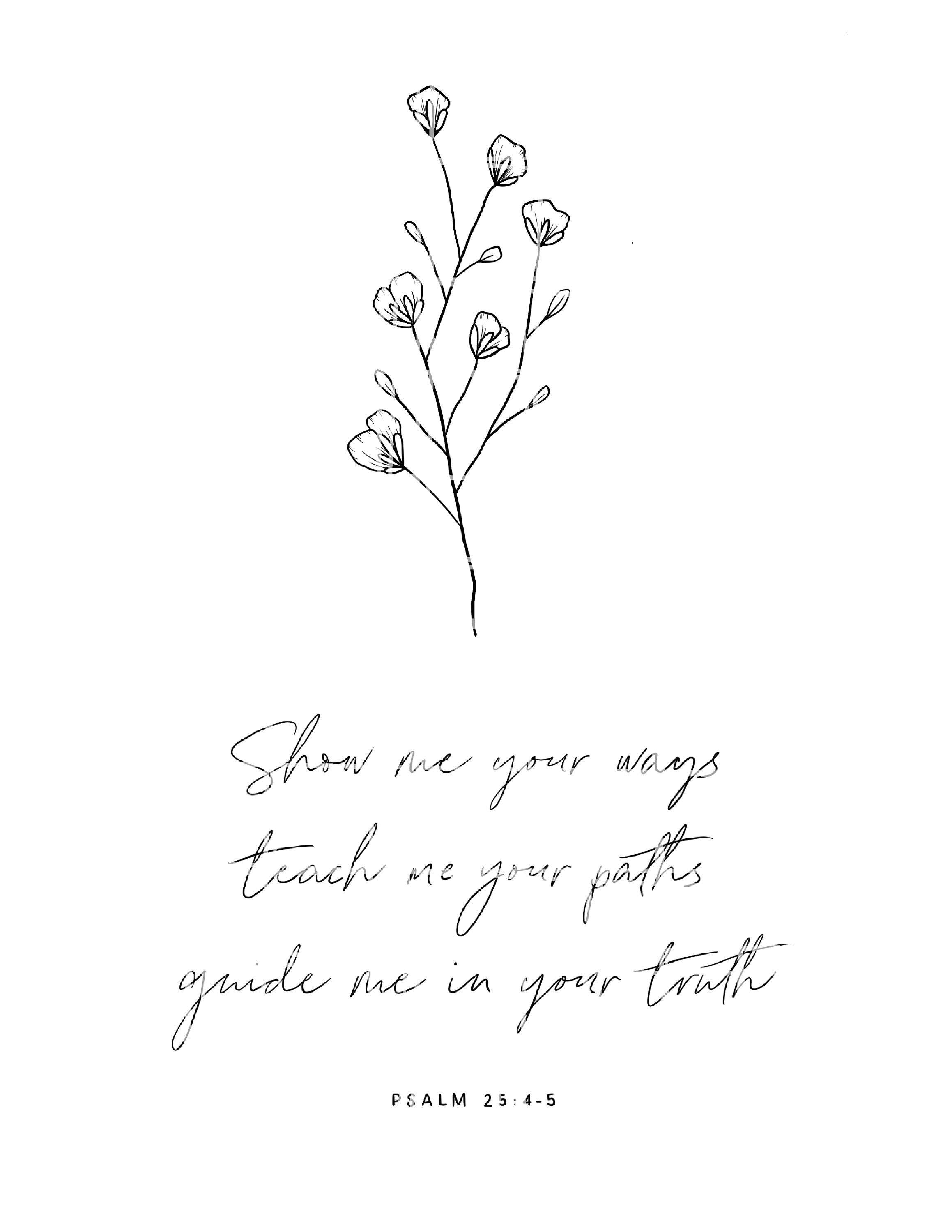 Psalms 254 5 Calligraphy and Small Flower Branch Digital Art   Etsy